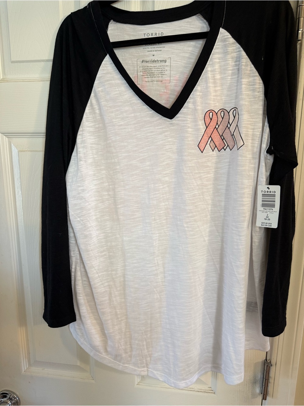 torrid Black and White Raglan Baseball Tee with Graphic